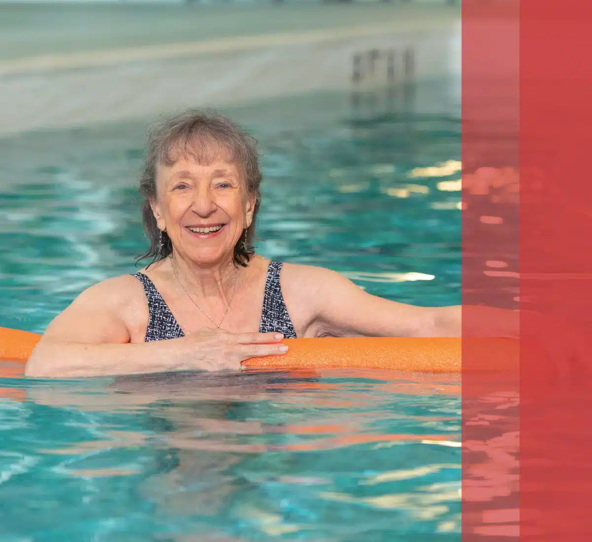 woman having fun in the pool at Glenmeadow Retirement Community